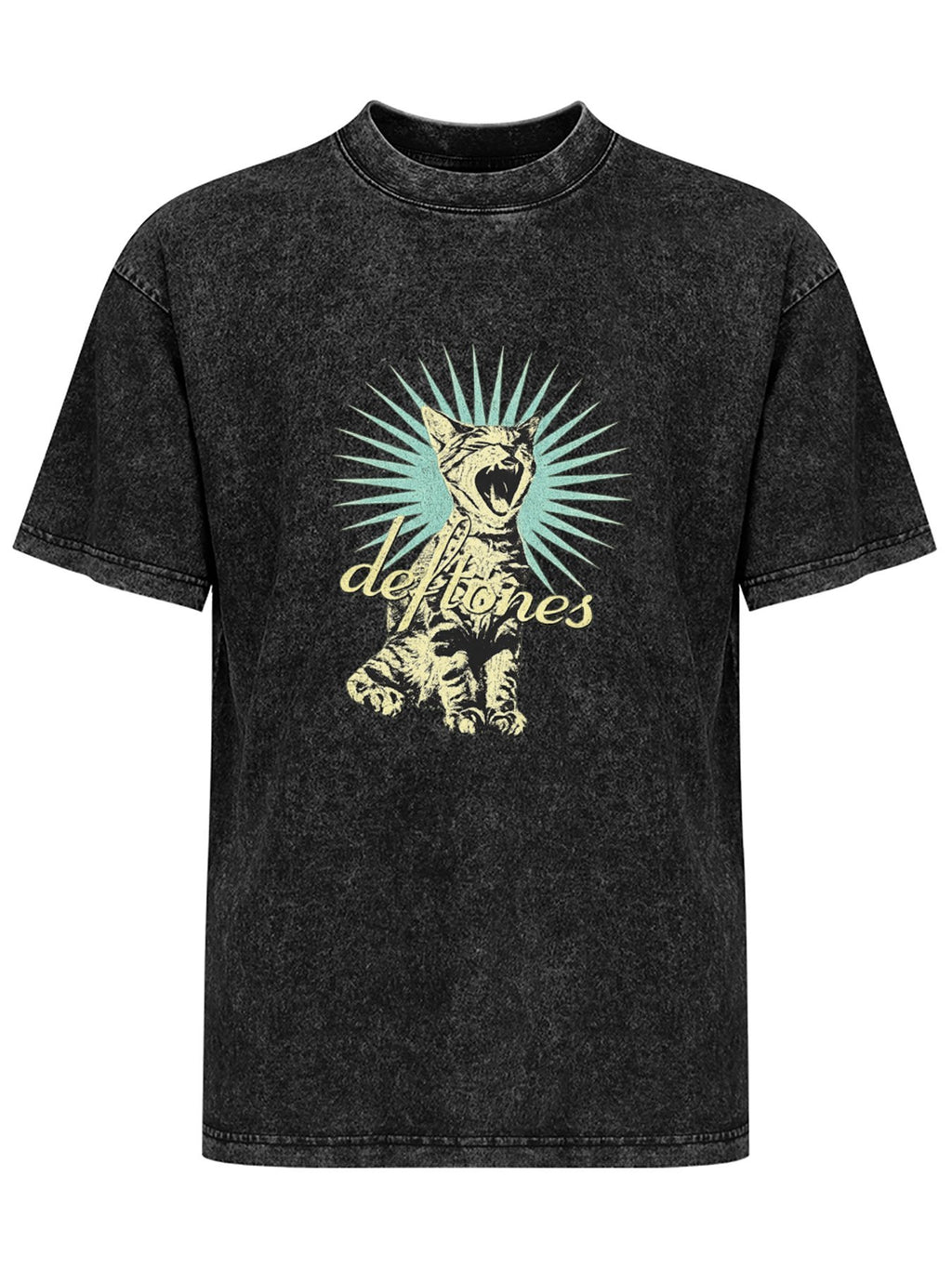 Deftones Cat Graphic Washed T-Shirt