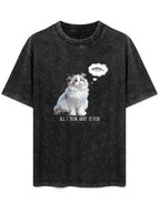 All I Think About Is Fish Cat Vintage Washed T-Shirt