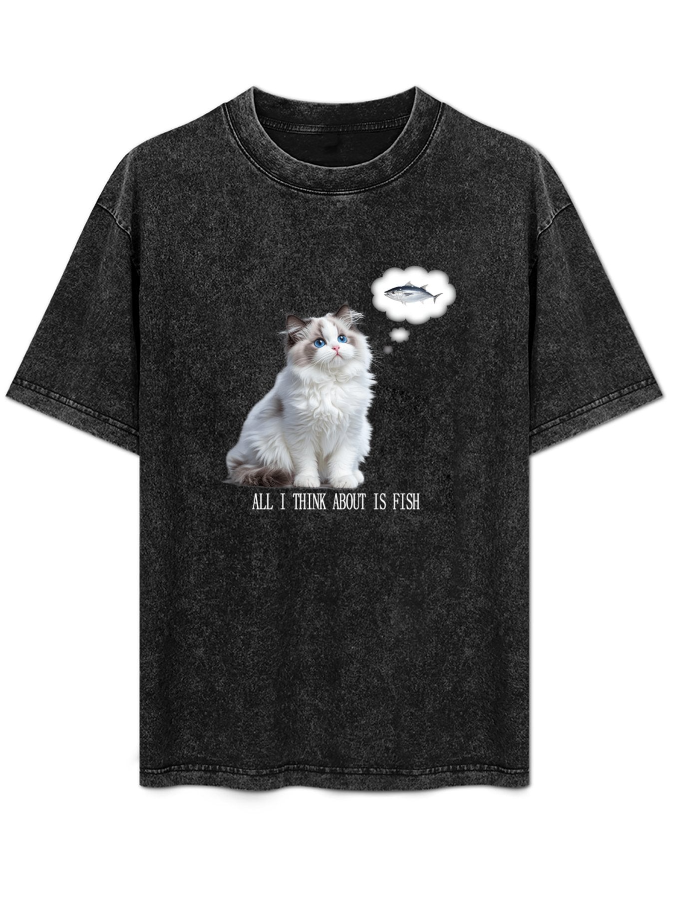 All I Think About Is Fish Cat Vintage Washed T-Shirt