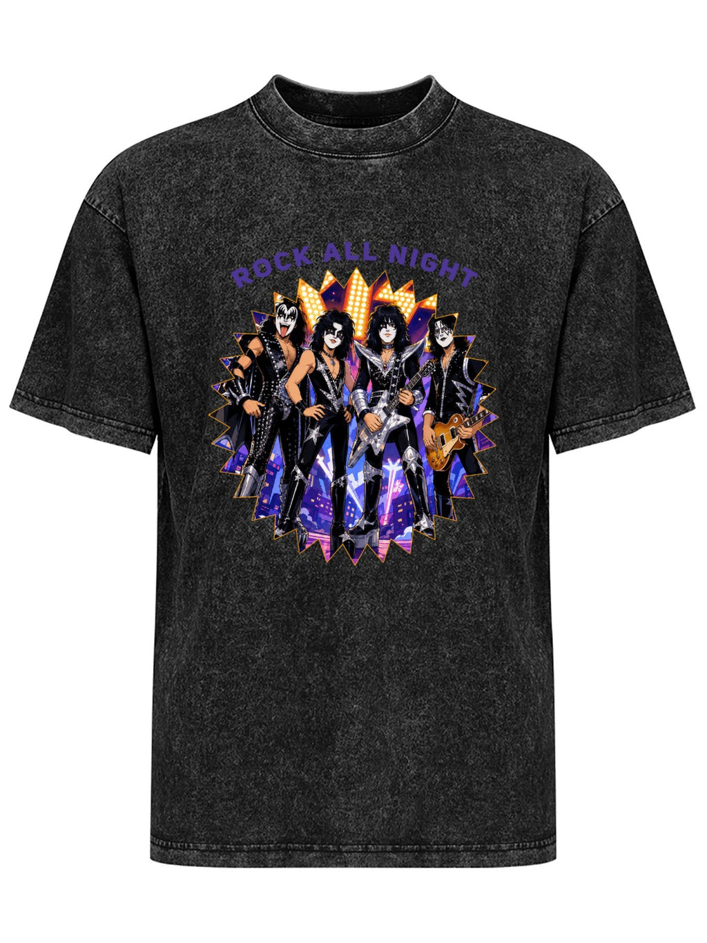 Vintage Washed Rock All Night Band Graphic T-Shirt