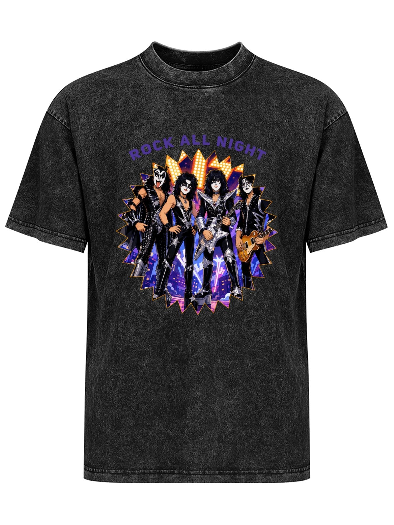 Vintage Washed Rock All Night Band Graphic T-Shirt
