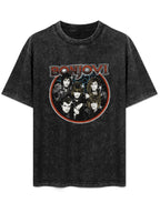 Vintage Washed Bon Jovi Band Portrait Graphic T-Shirt