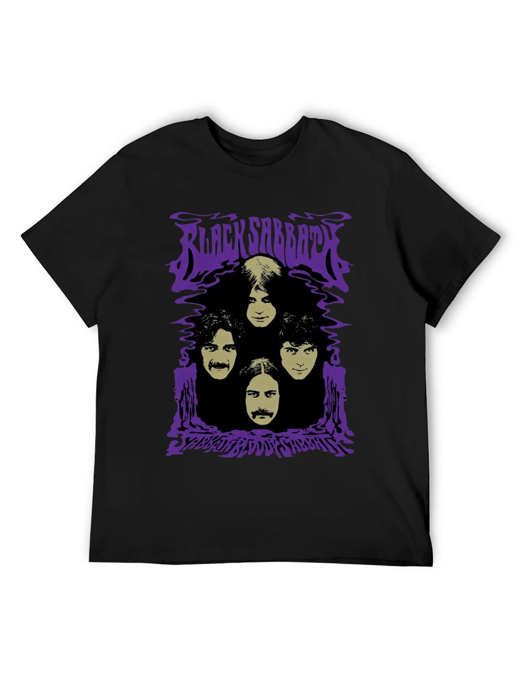 Black Sabbath Band Faces Retro Psychedelic T-Shirt