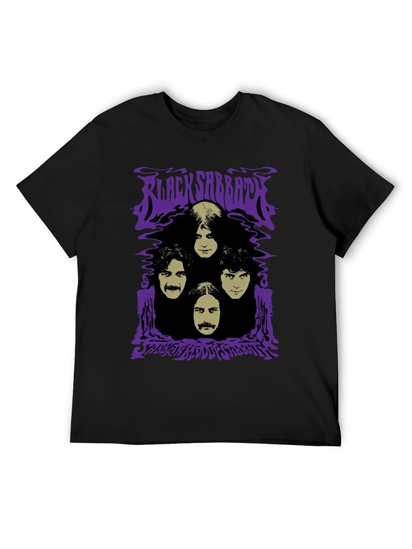 Black Sabbath Band Faces Retro Psychedelic T-Shirt