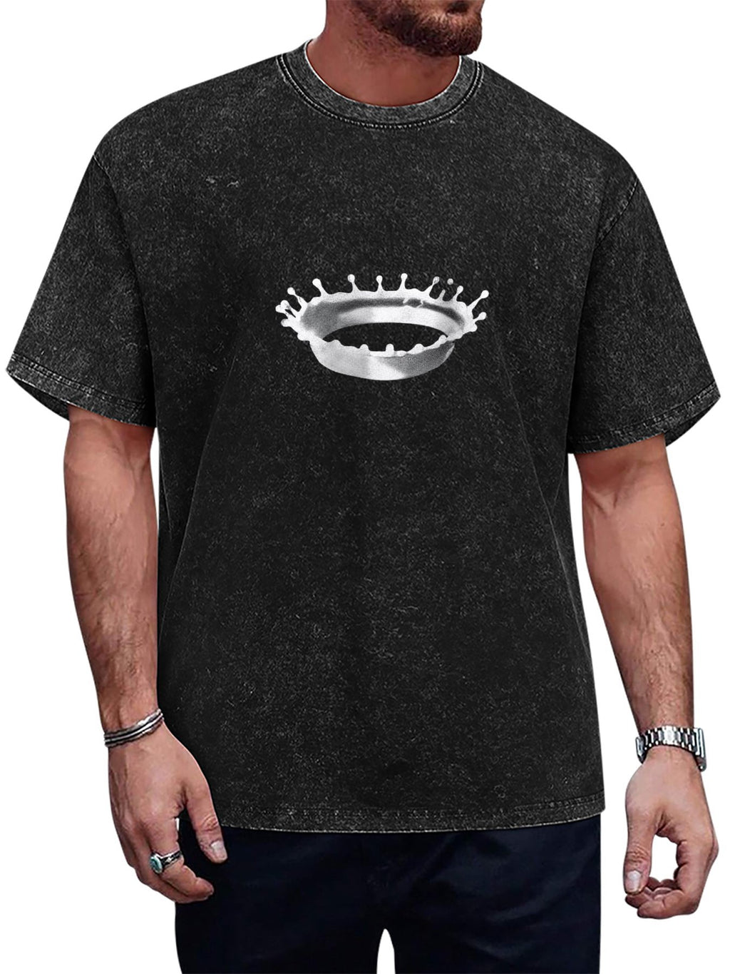 Milk Splash Washed Graphic T-Shirt