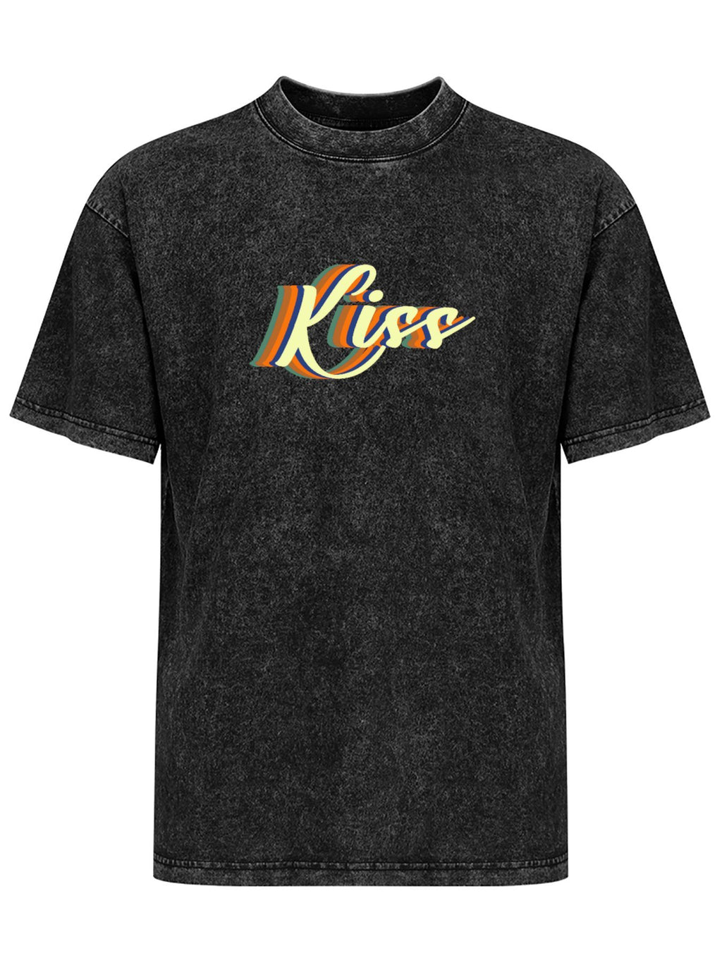Kiss Retro Lettering Vintage Washed T-Shirt