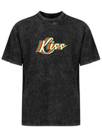 Kiss Retro Lettering Vintage Washed T-Shirt