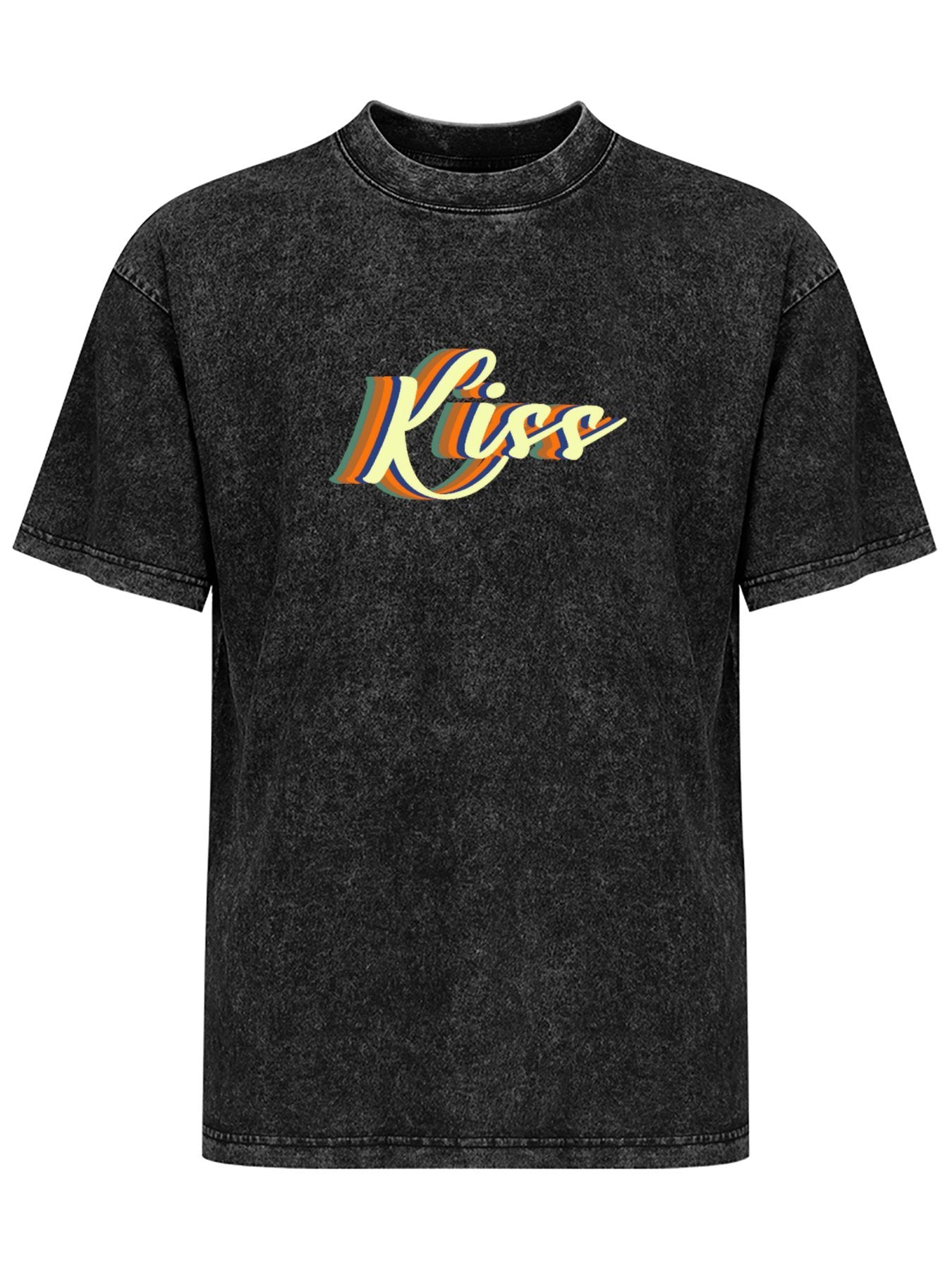 Kiss Retro Lettering Vintage Washed T-Shirt