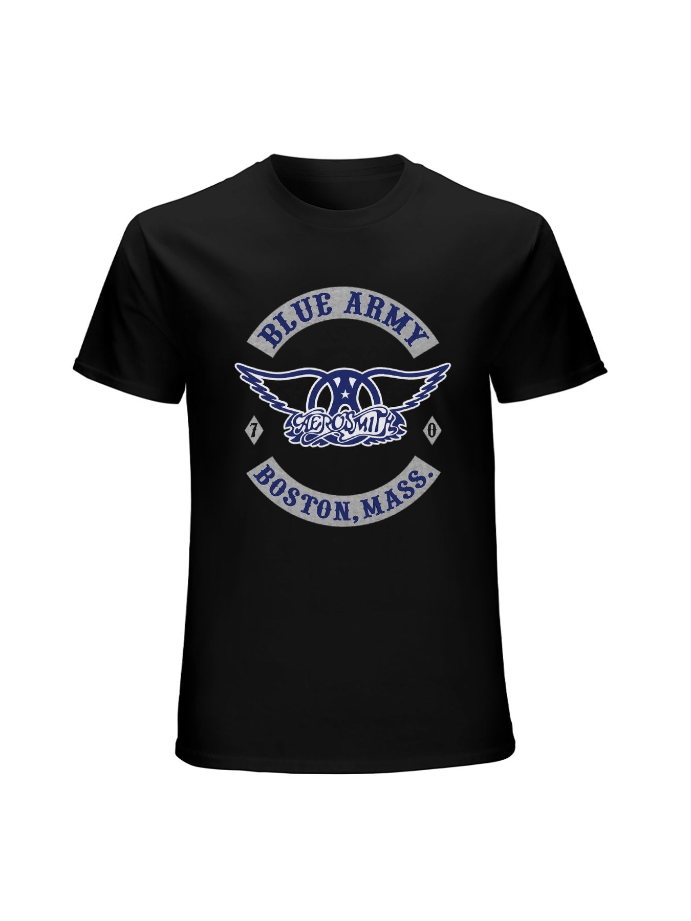 Aerosmith Blue Army Boston Badge Vintage T-Shirt