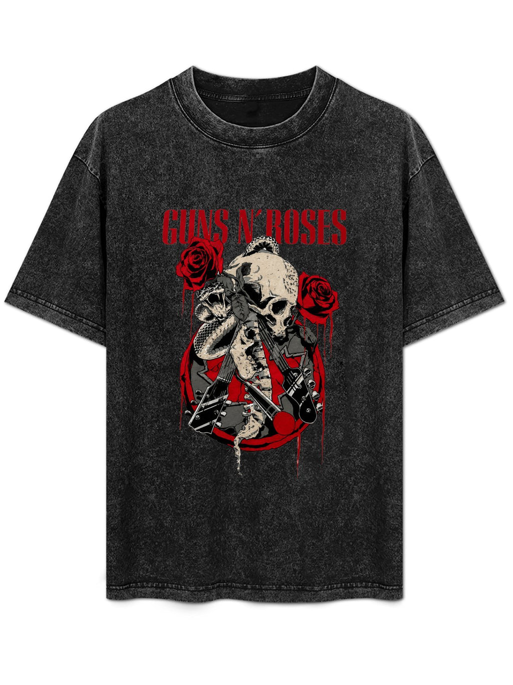 Guns N’ Roses Skull Snake and Roses Graphic T-Shirt