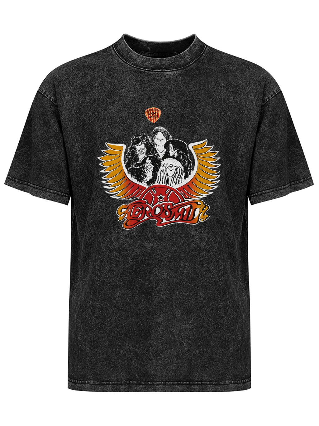 Aerosmith Band Portrait and Winged Logo Graphic T-Shirt