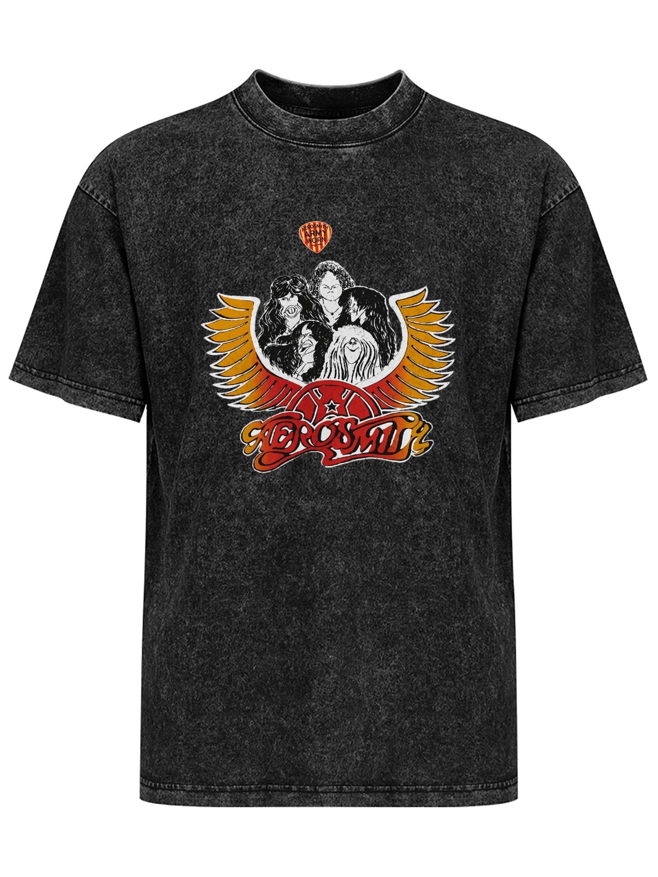 Aerosmith Band Portrait and Winged Logo Graphic T-Shirt