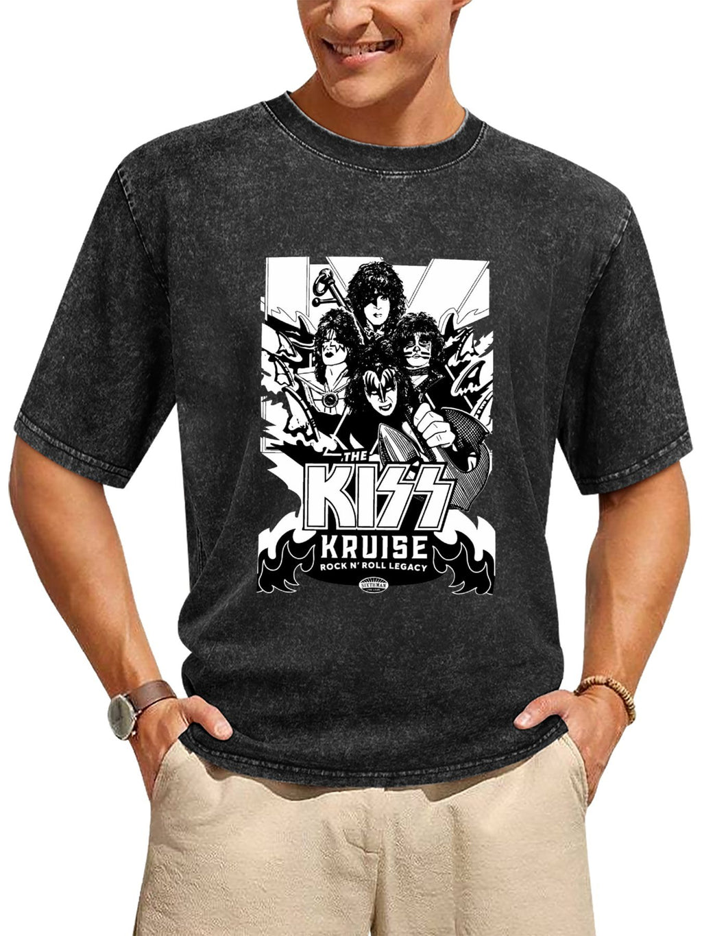 Vintage Washed KISS Kruise Rock N’ Roll Legacy Graphic T-Shirt