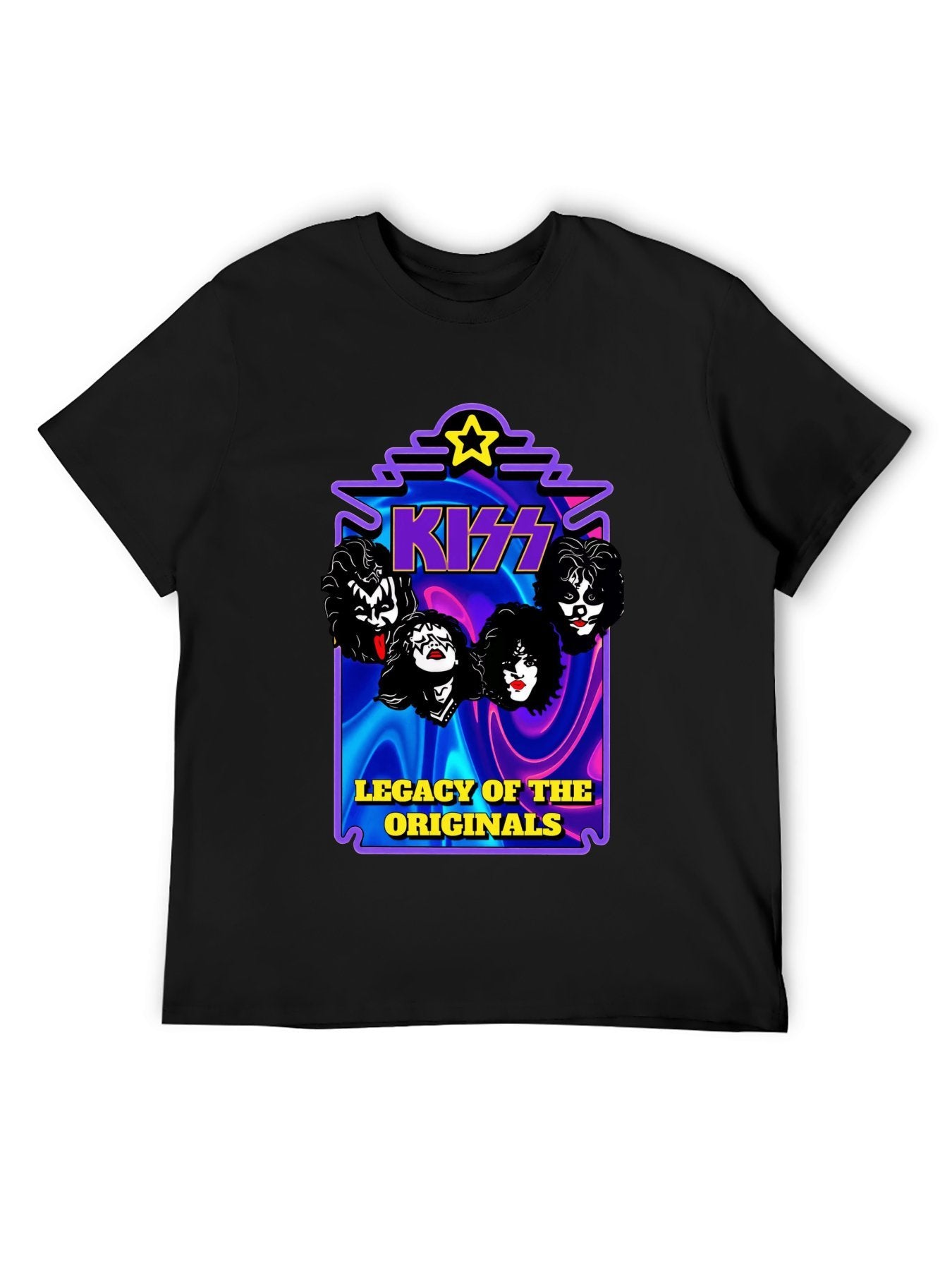 KISS Face Collage Neon Legacy Rock T-Shirt