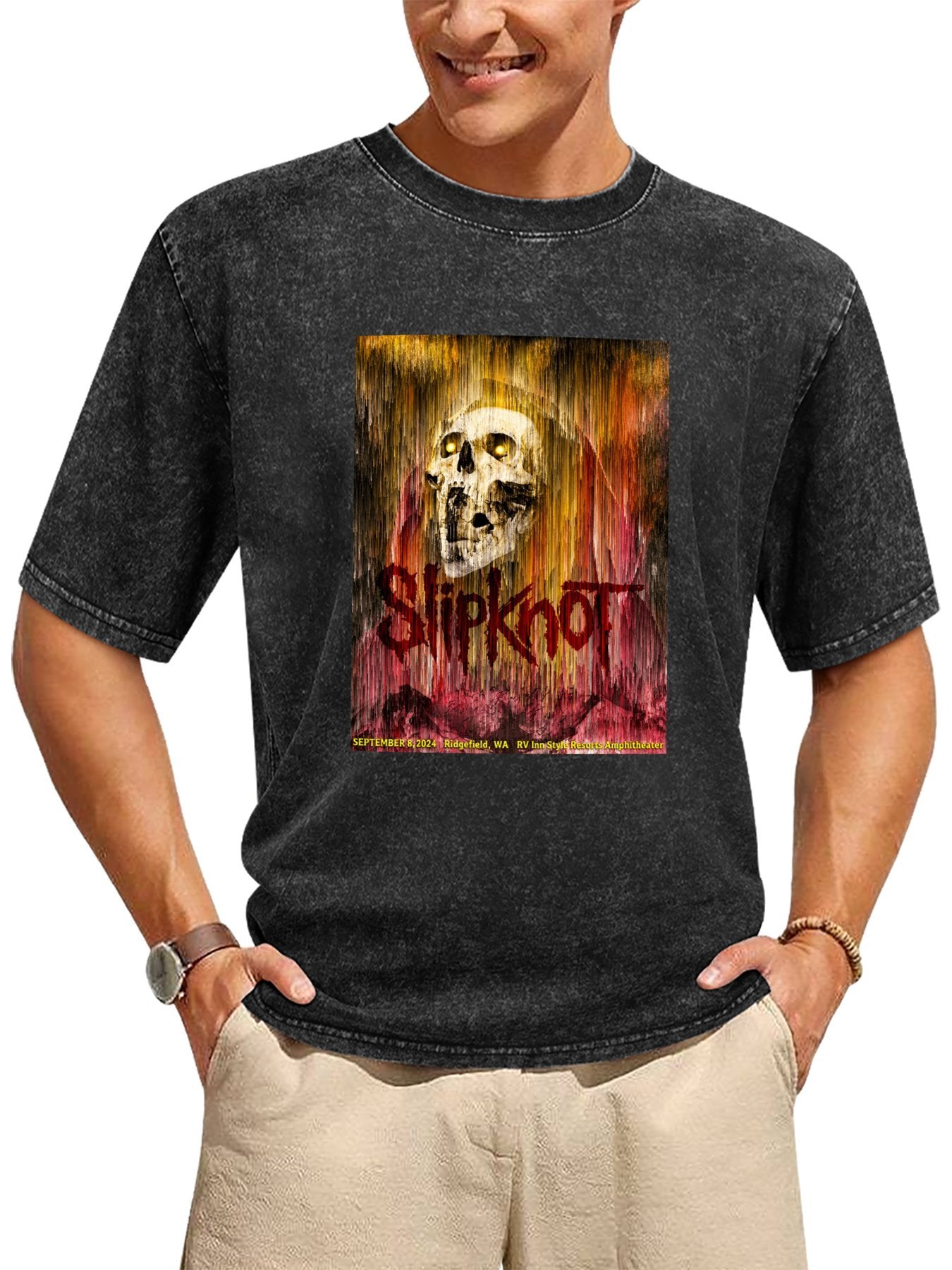 Slipknot Ridgefield 2024 Skull Concert Graphic T-Shirt Secondary image