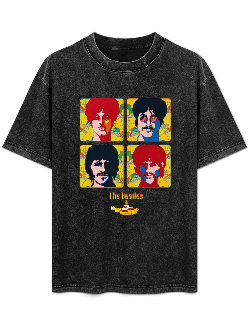 The Beatles Yellow Submarine Psychedelic Portrait Graphic T-Shirt