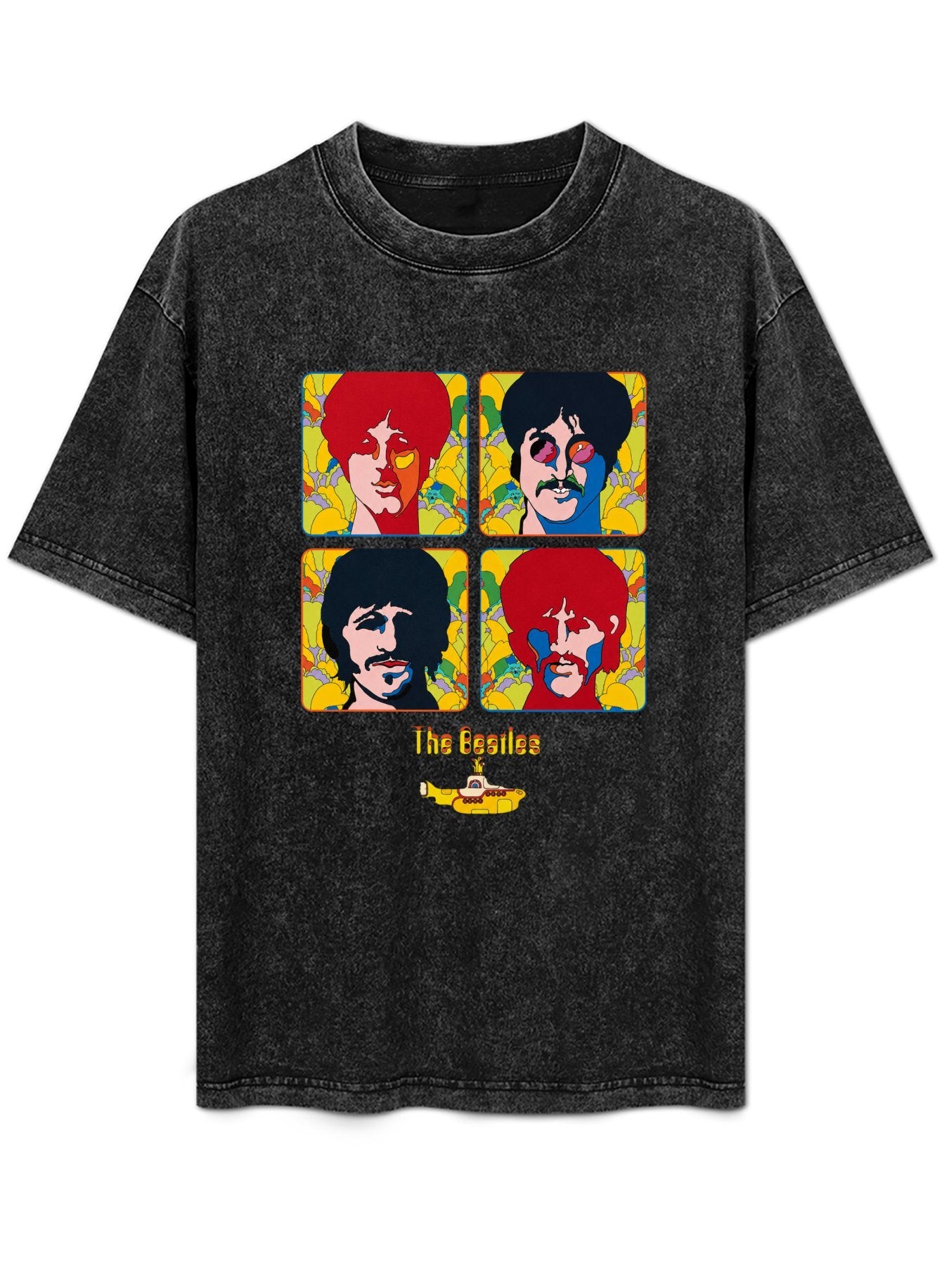 The Beatles Yellow Submarine Psychedelic Portrait Graphic T-Shirt