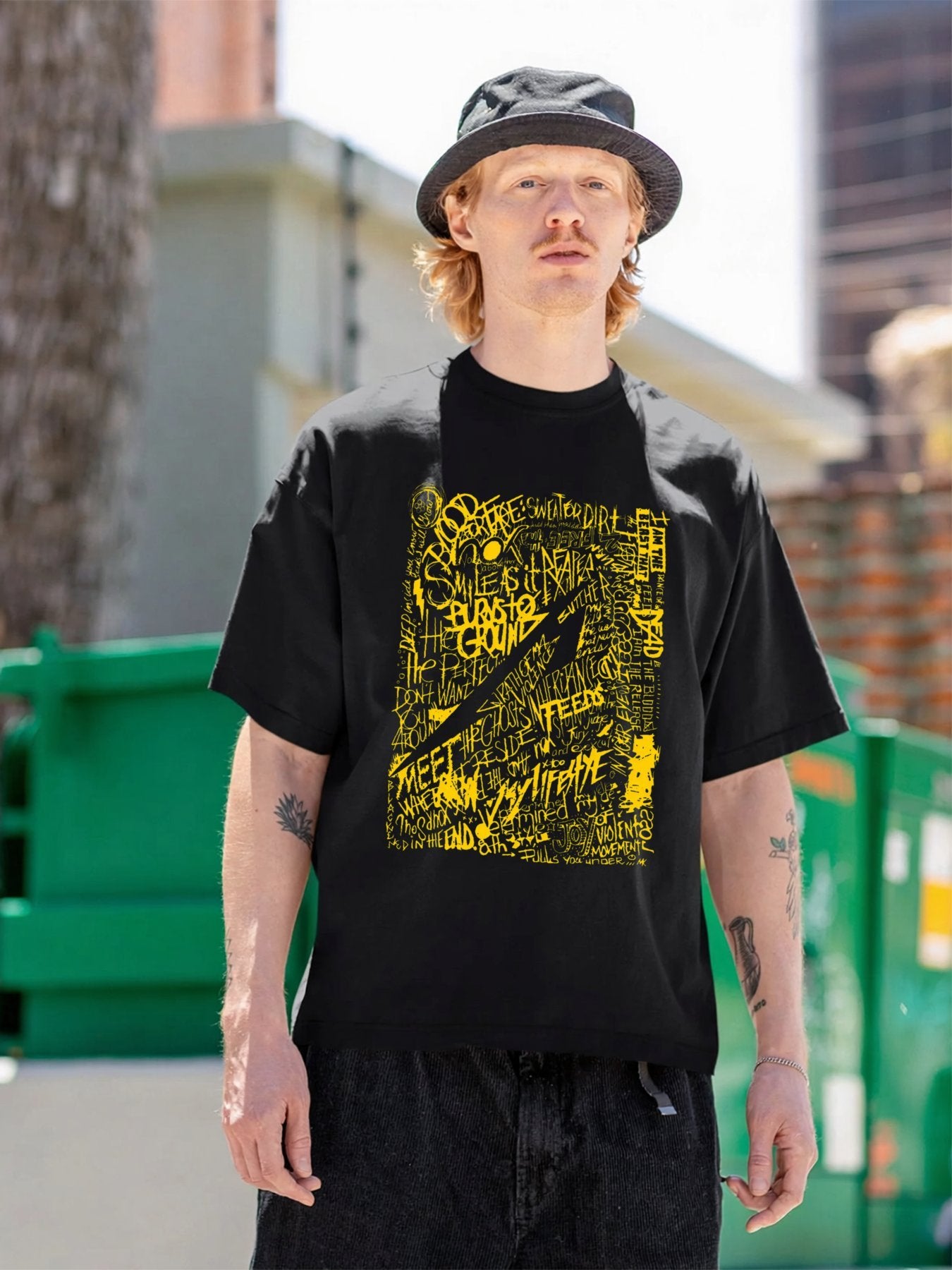 Metallica Yellow Lyric Collage Graphic T-Shirt