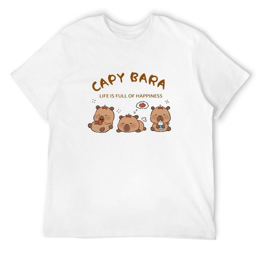 Capy Bara Happiness Graphic Black T-Shirt