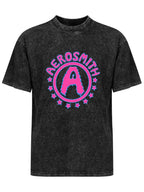 Aerosmith Neon Pink Star Circle Logo Graphic T-Shirt
