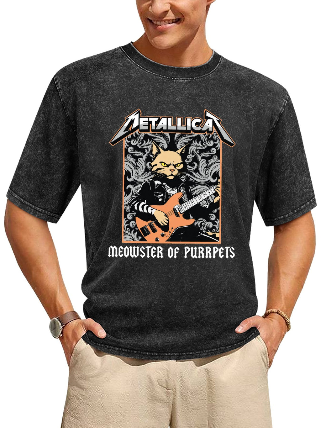 Metallica Meowster of Purrpets Guitar Cat T-Shirt