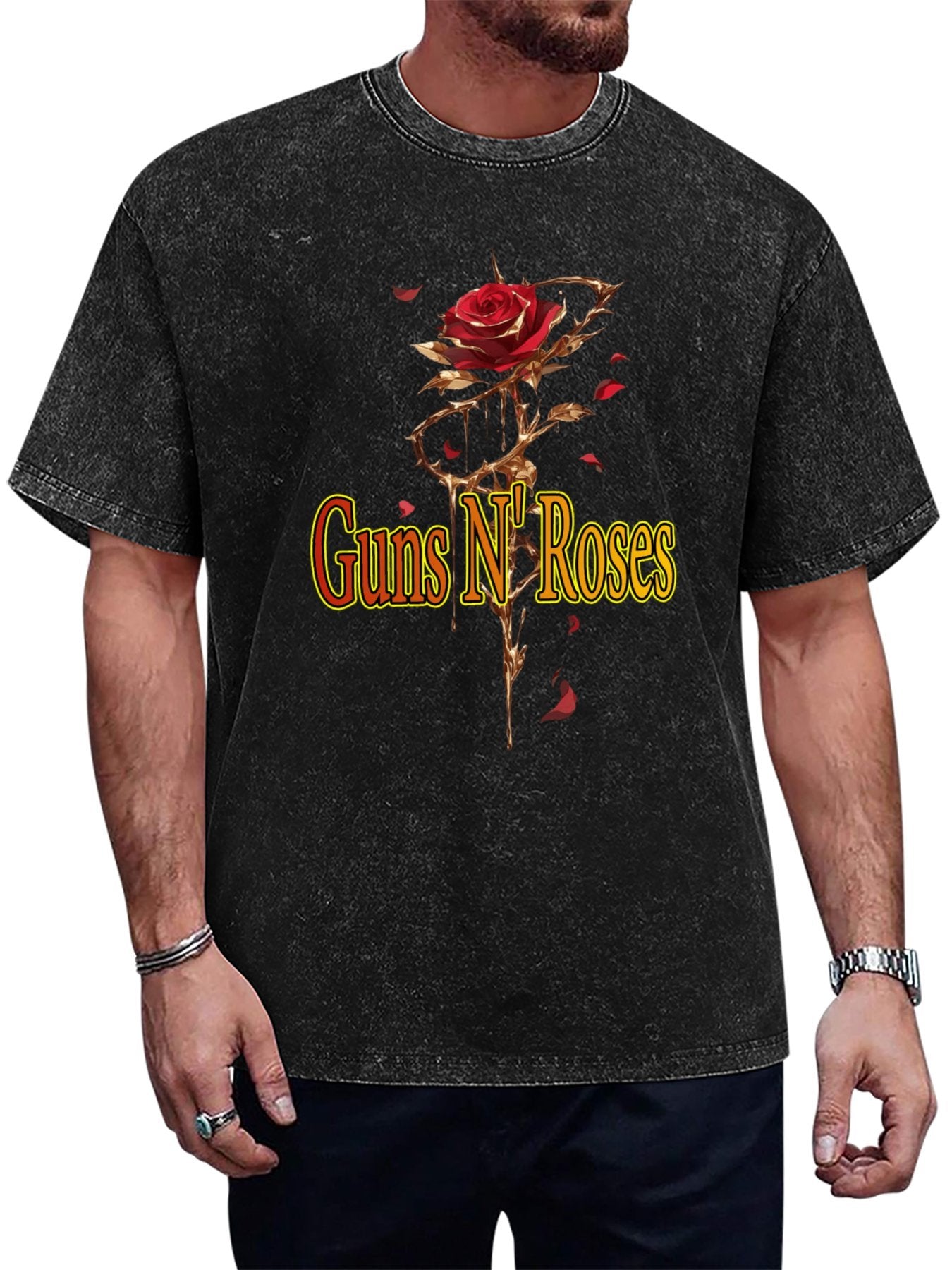 Vintage Washed Guns N' Roses Thorn Rose Graphic T-Shirt Main image