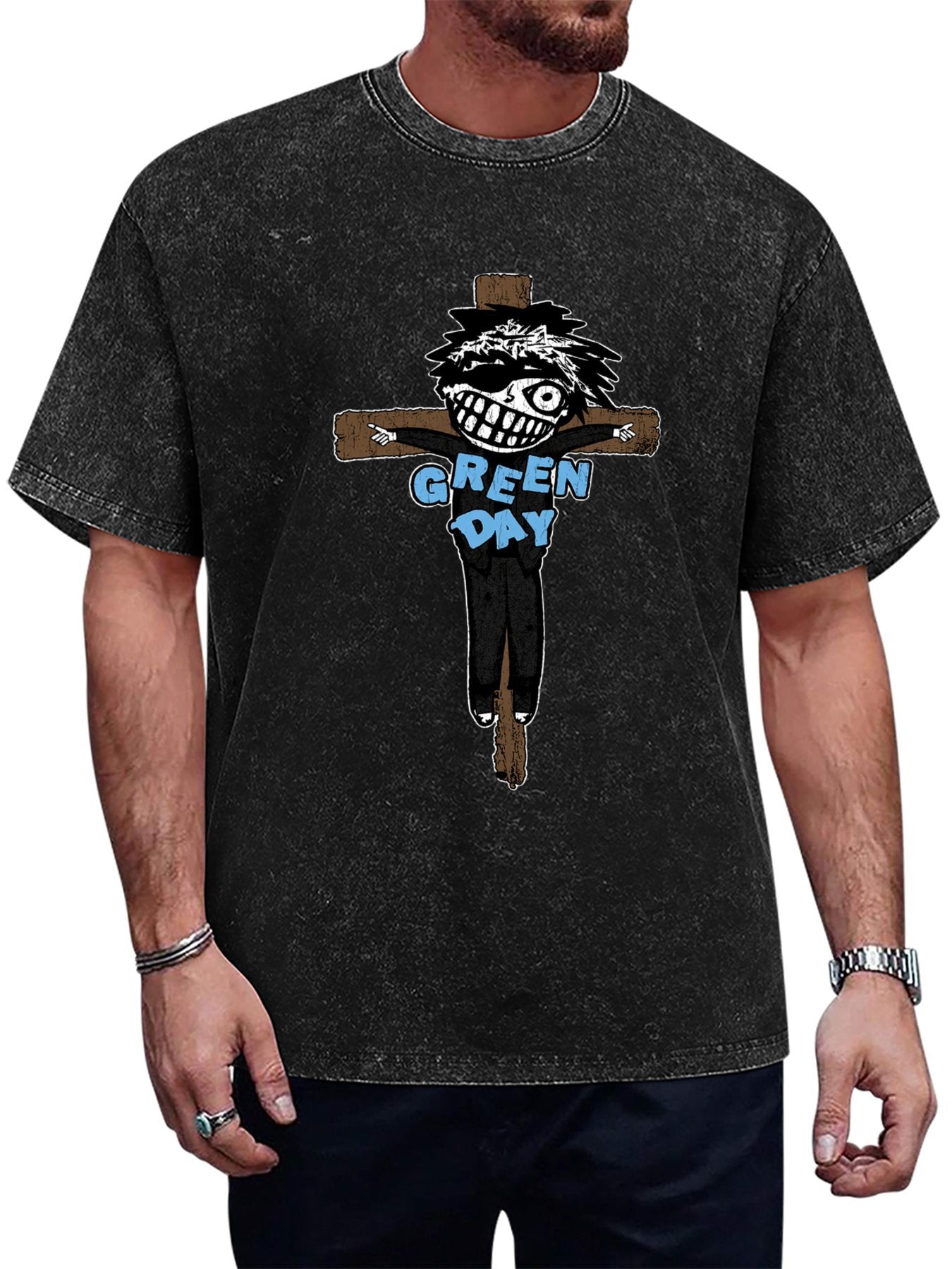 Green Day Cartoon Cross Graphic T-Shirt Main image