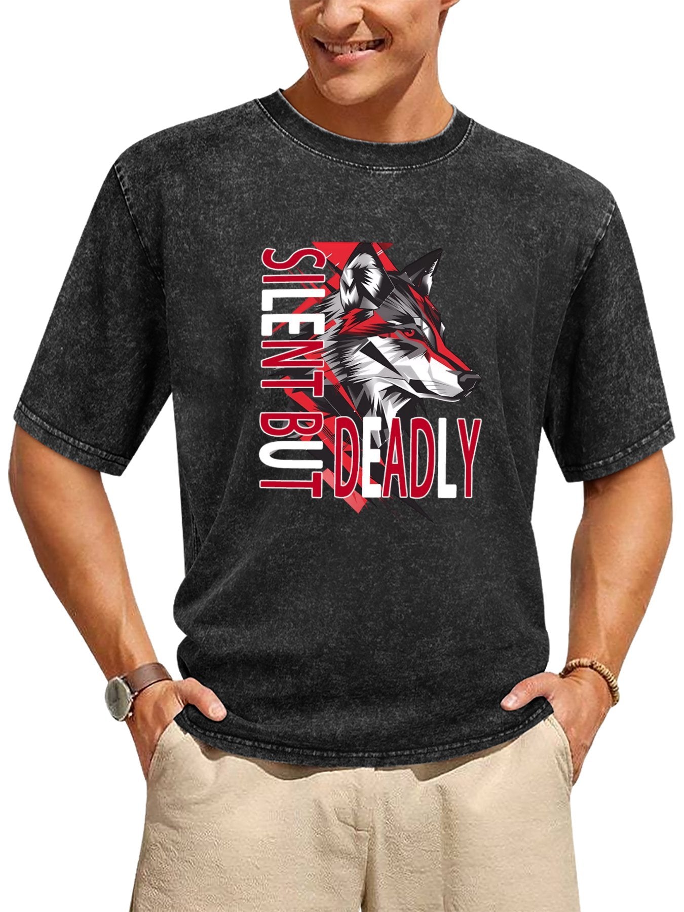 Silent but Deadly Wolf Vintage Washed T-Shirt
