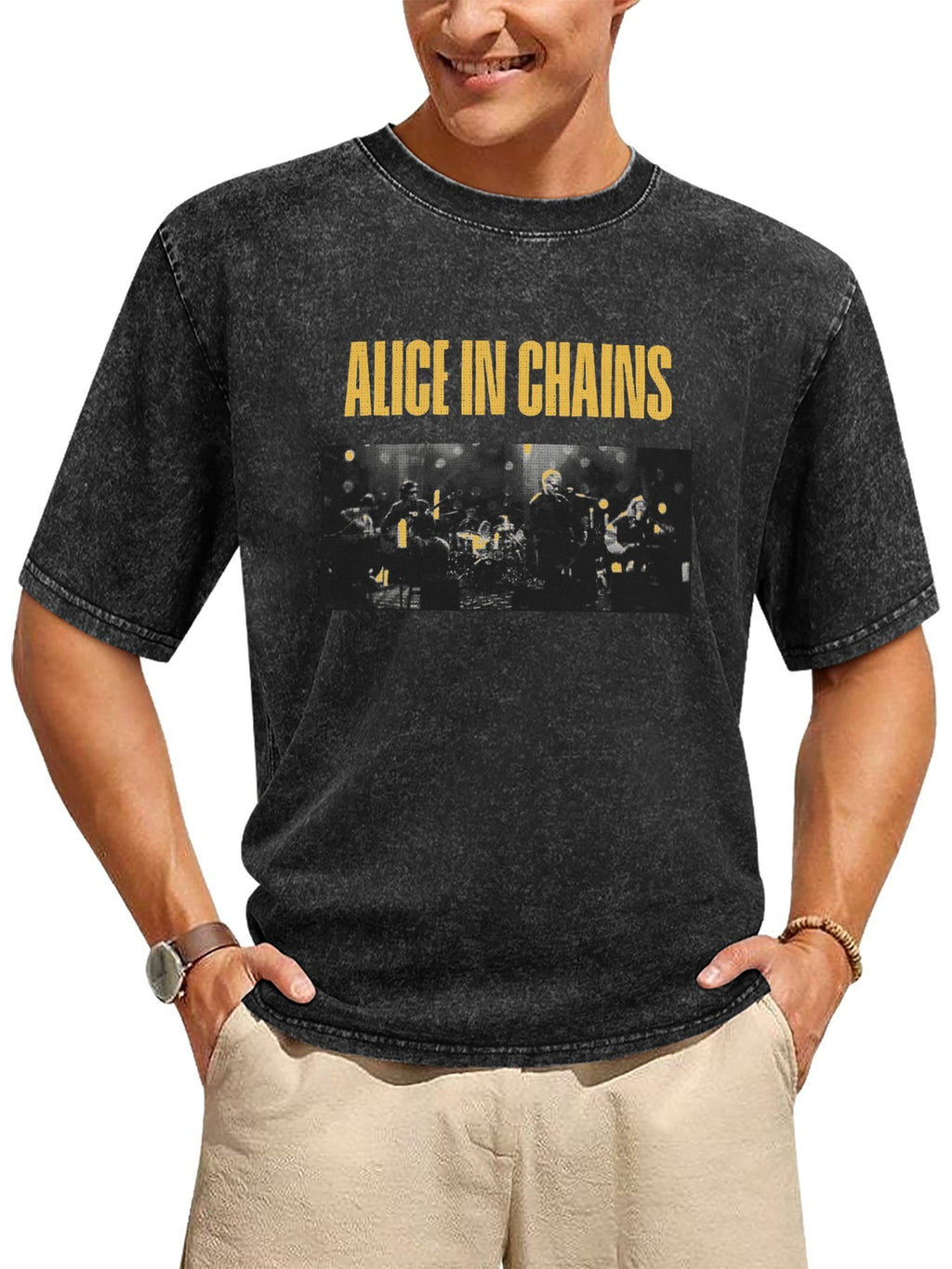 Vintage Washed Alice in Chains Live Performance Graphic T-Shirt