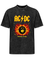 Vintage Washed AC/DC Highway to Hell Flame Graphic T-Shirt