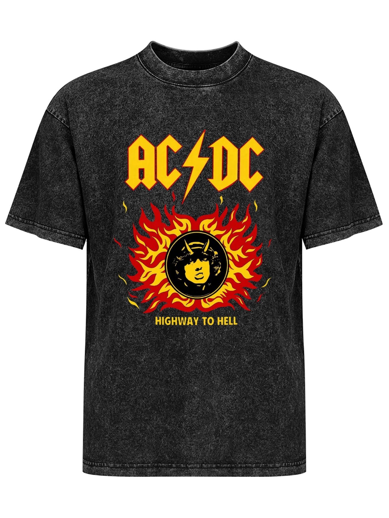 Vintage Washed AC/DC Highway to Hell Flame Graphic T-Shirt