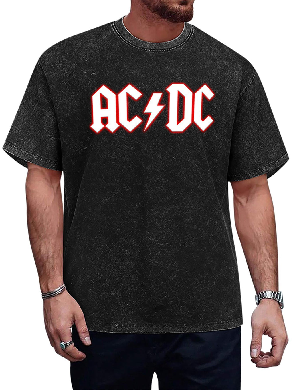 Vintage Washed AC/DC Logo Graphic T-Shirt