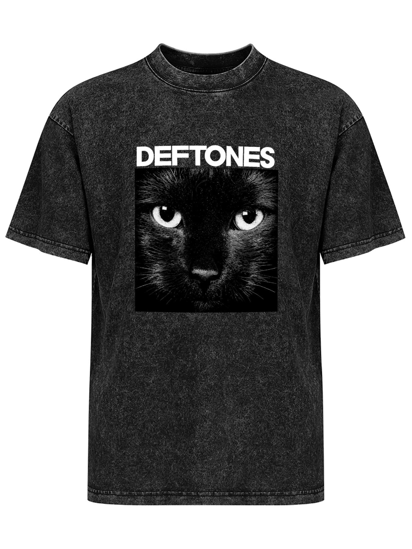 Vintage Washed Deftones Black Cat Graphic T-Shirt