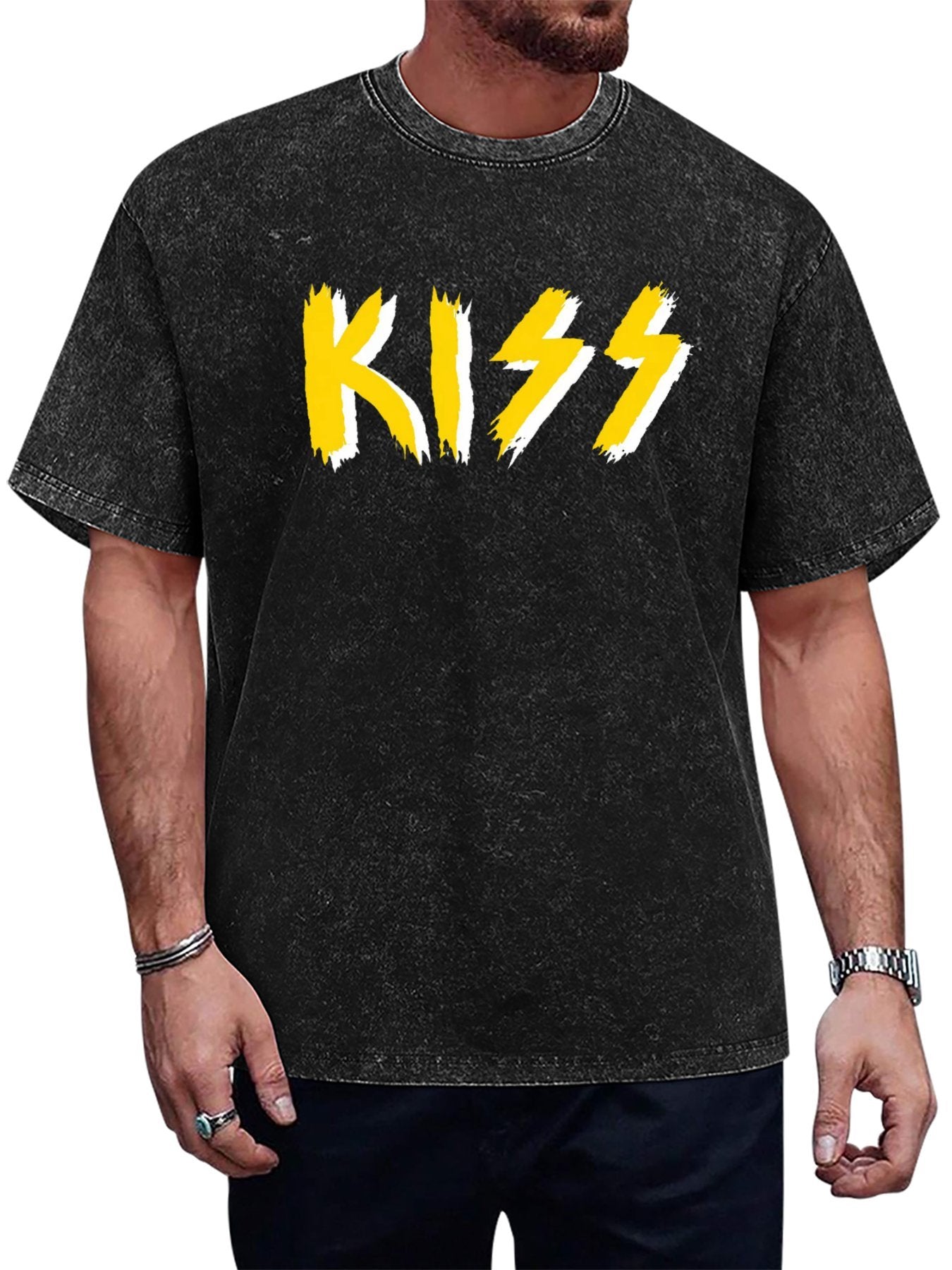 Vintage Washed KISS Classic Logo Graphic T-Shirt Main image