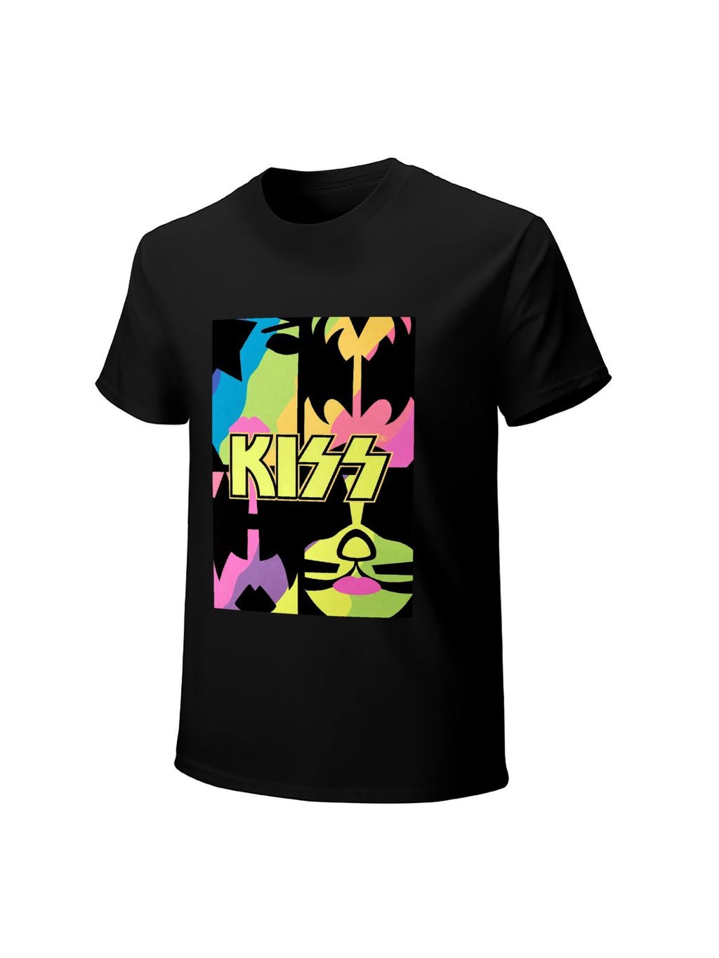 KISS Neon Face Collage Pop Art T-Shirt