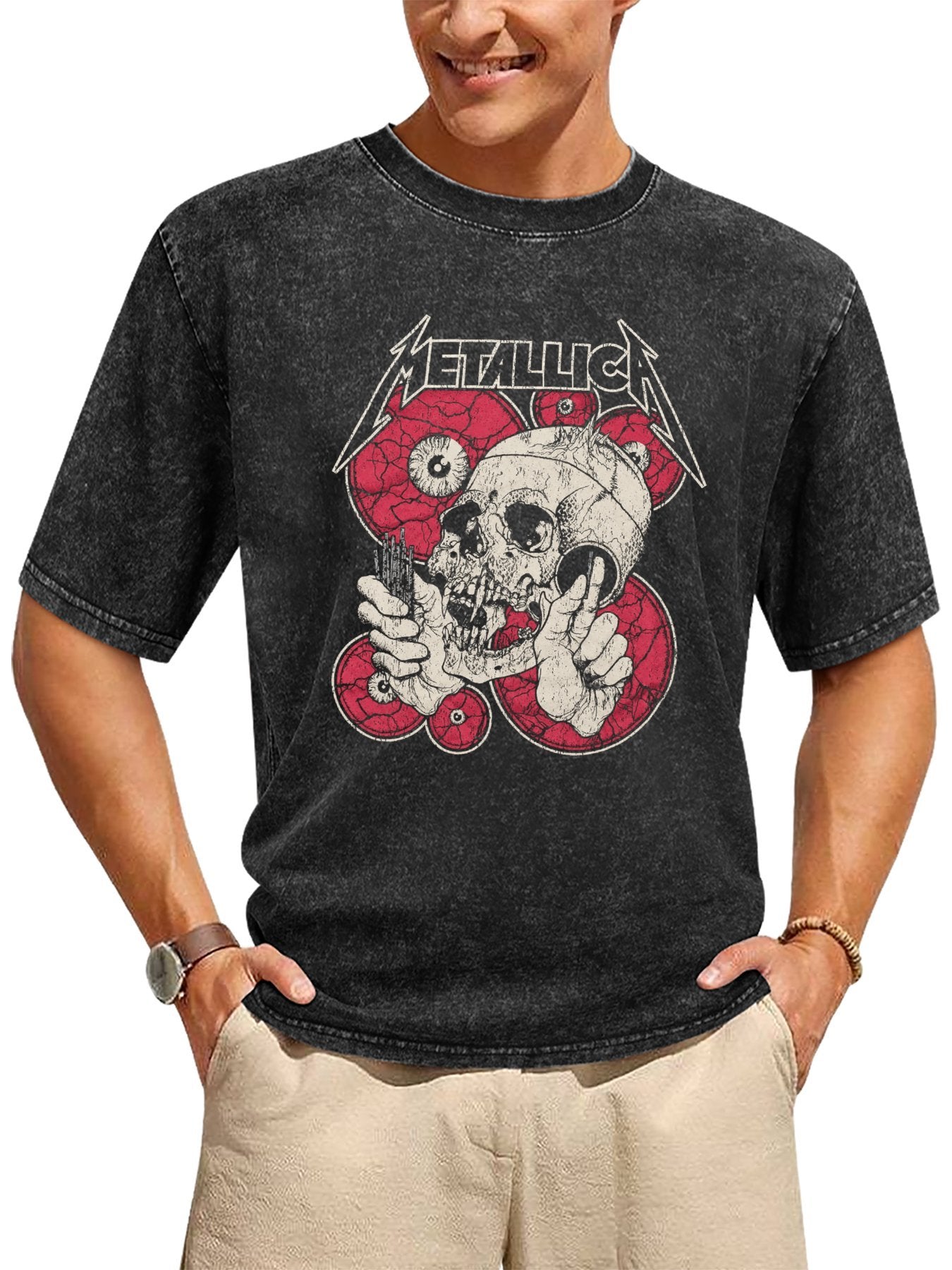 Metallica Skull and Eyeballs Graphic T-Shirt Secondary image