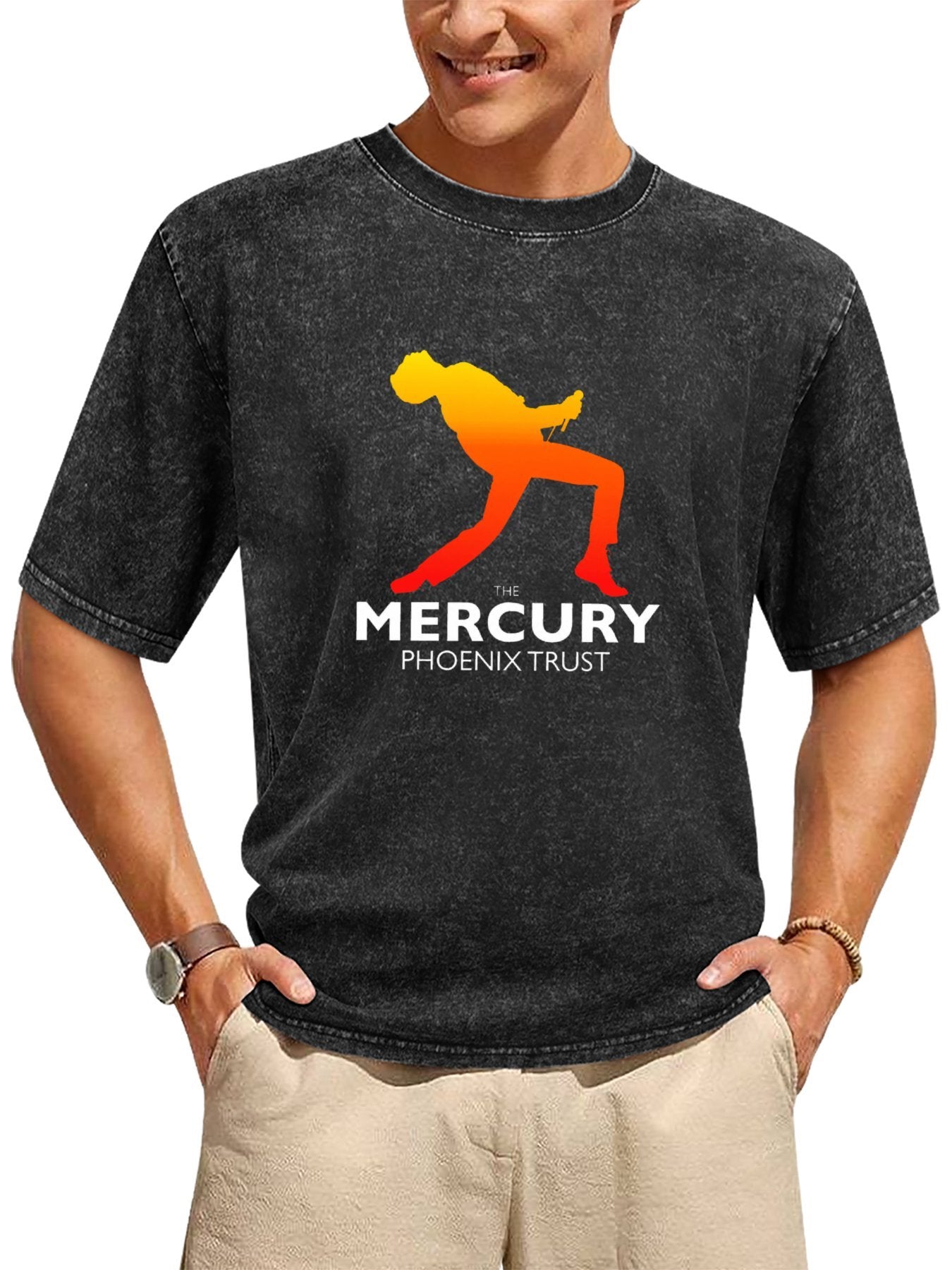 Freddie Mercury Phoenix Trust Gradient Silhouette Graphic T-Shirt Secondary image