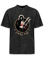 Vintage Washed Double-Neck Guitarist Graphic T-Shirt