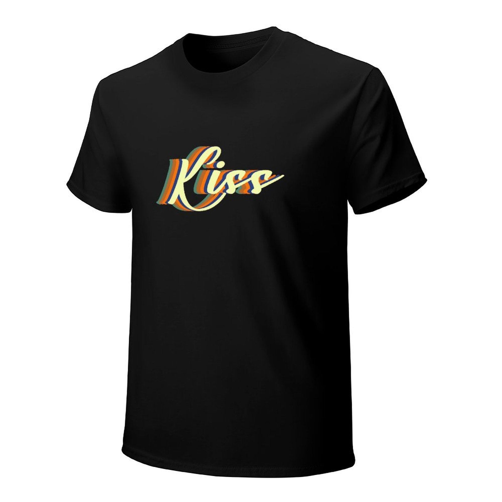 Retro Kiss Graphic Black T-Shirt
