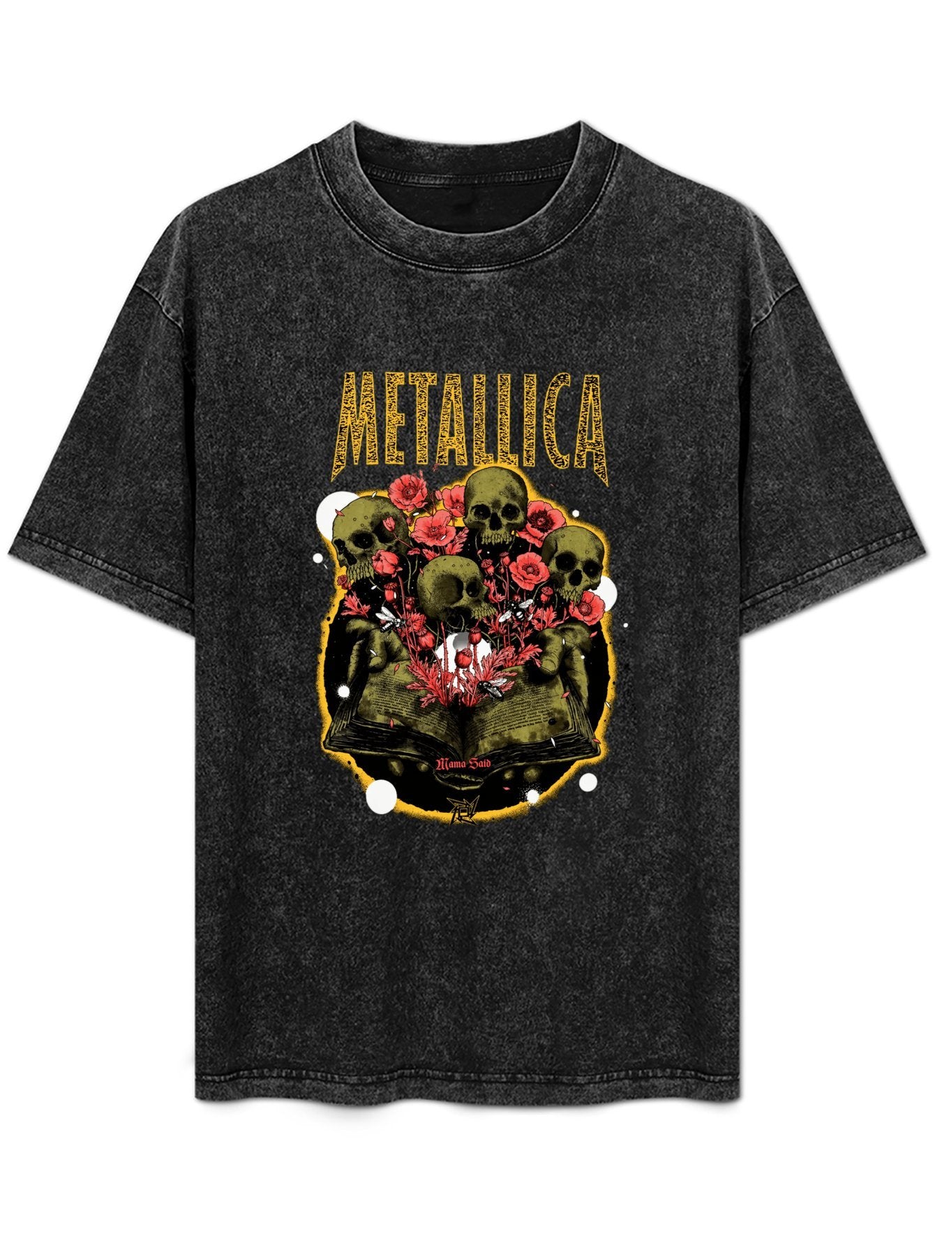 Metallica Mama Said Skull and Roses Graphic T-Shirt