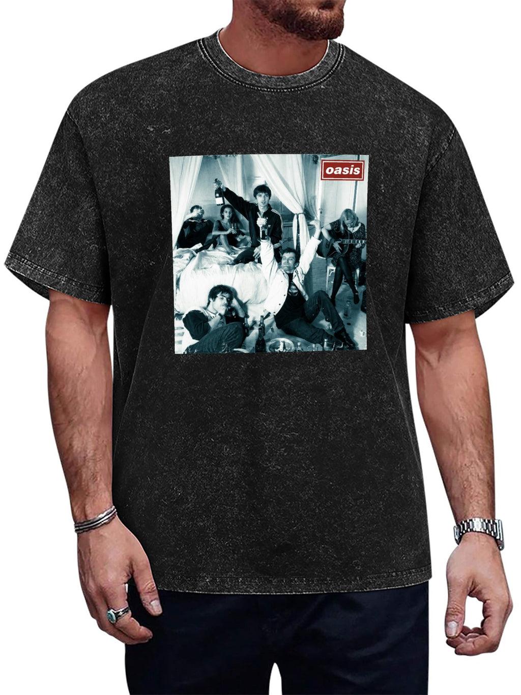 Oasis Bedroom Party Band Portrait Graphic T-Shirt