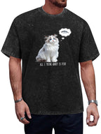 All I Think About Is Fish Cat Vintage Washed T-Shirt