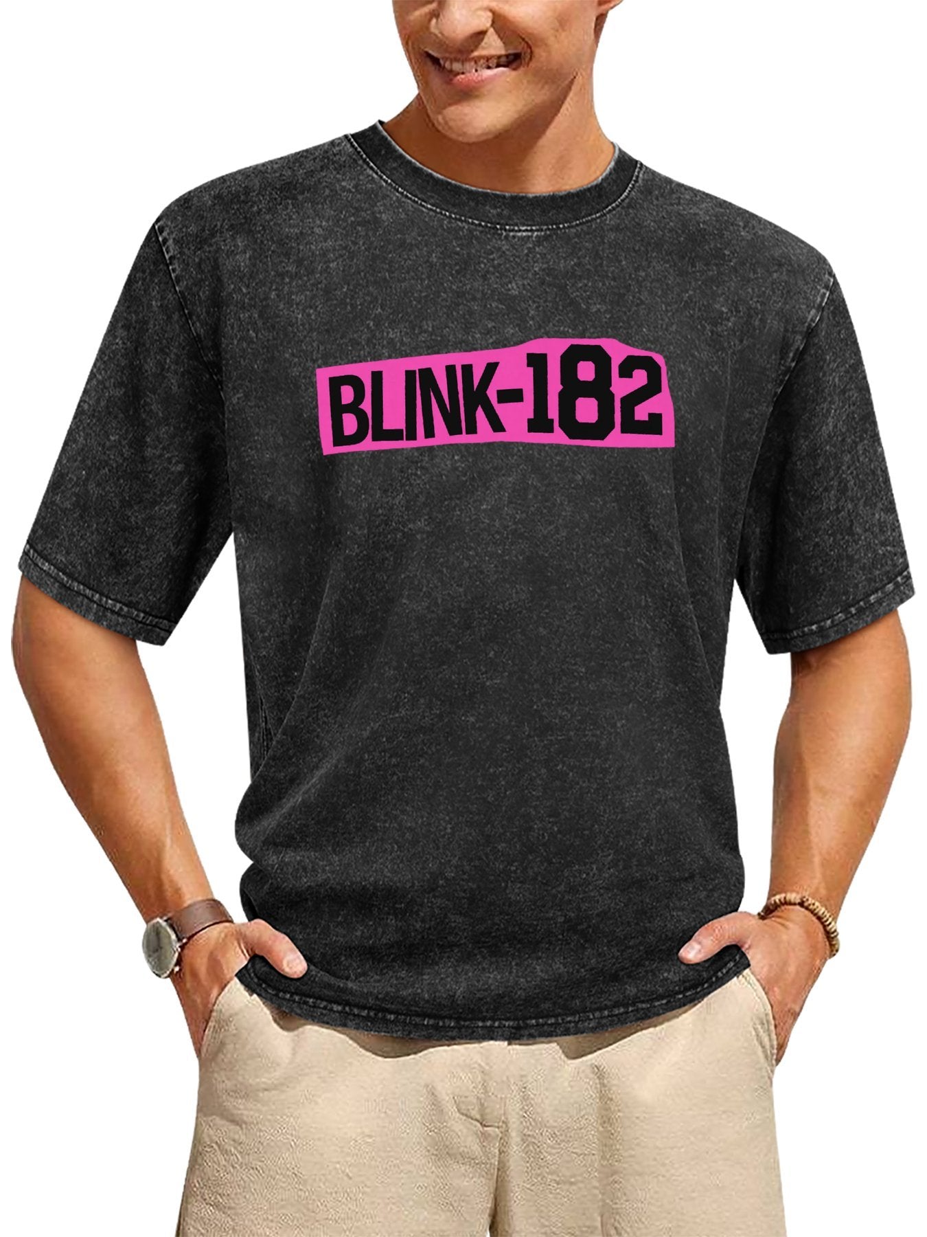 Blink-182 Pink Box Logo Graphic T-Shirt