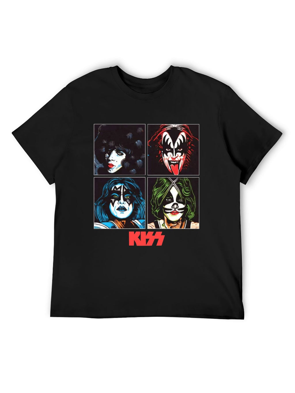 KISS Four Faces Pop Art Portrait Rock T-Shirt