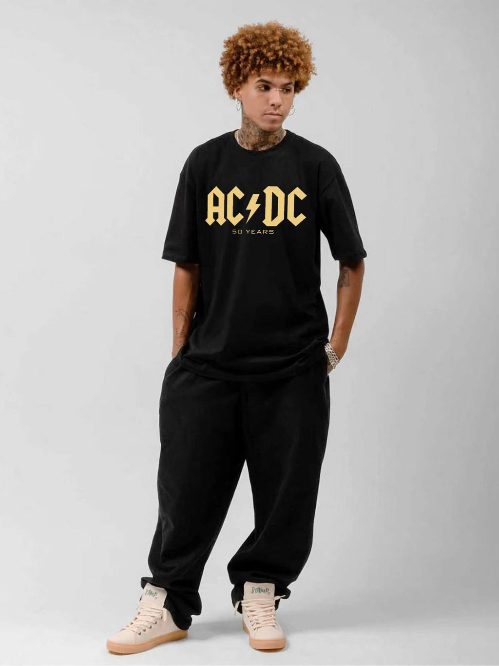 AC/DC 50 Years Gold Logo Graphic T-Shirt
