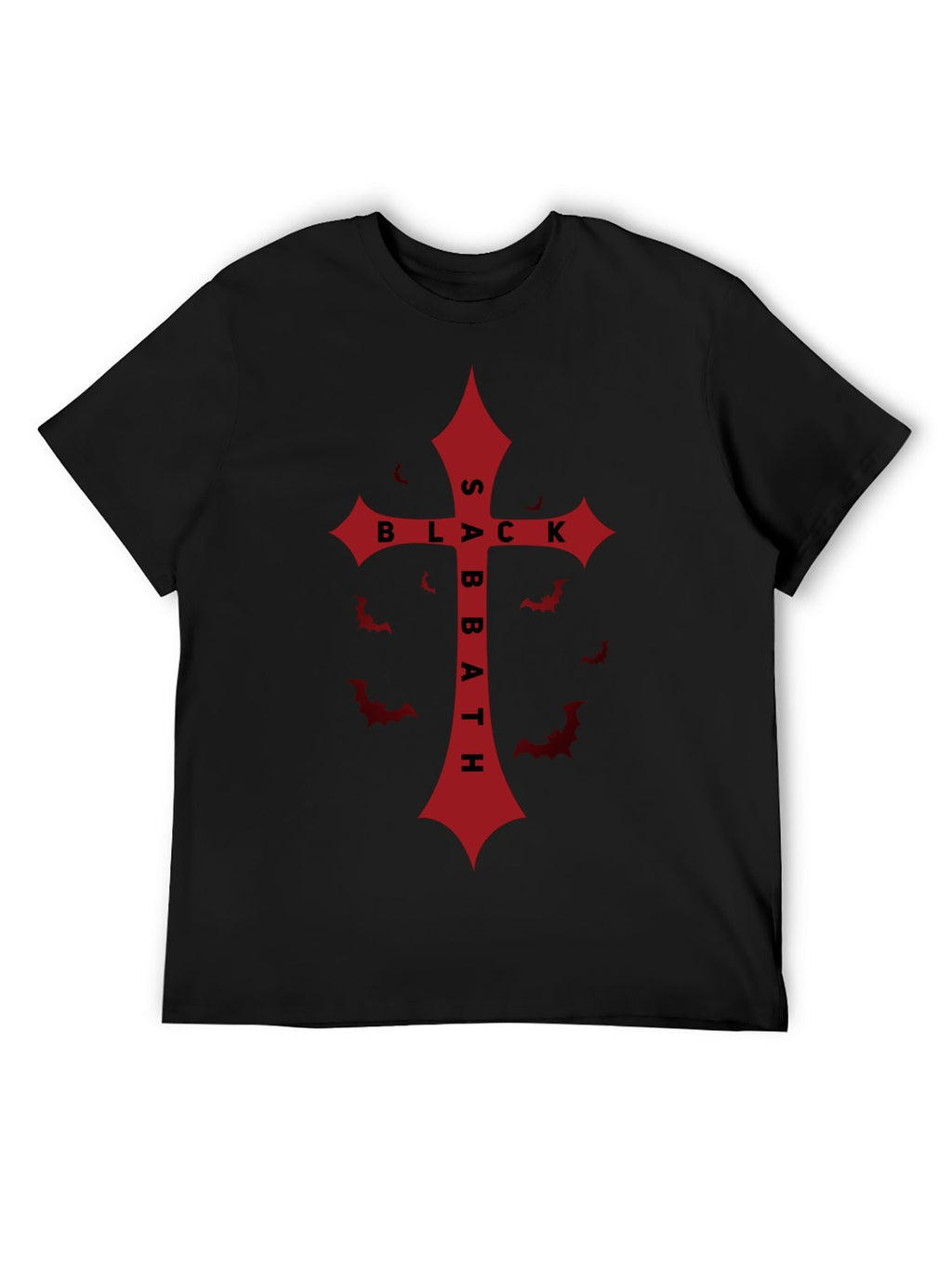 Black Sabbath Red Cross Bat Graphic T-Shirt