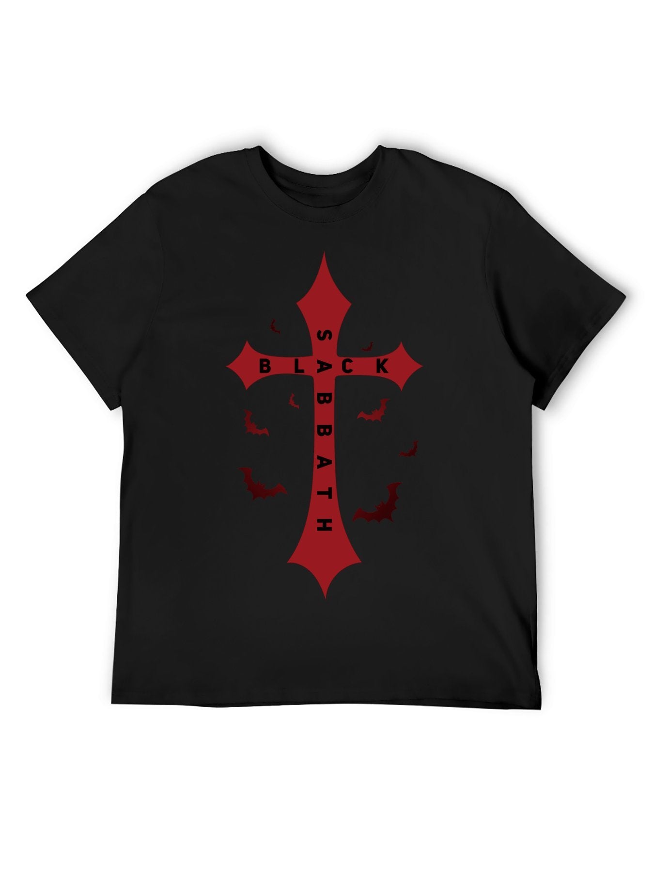 Black Sabbath Red Cross Bat Graphic T-Shirt