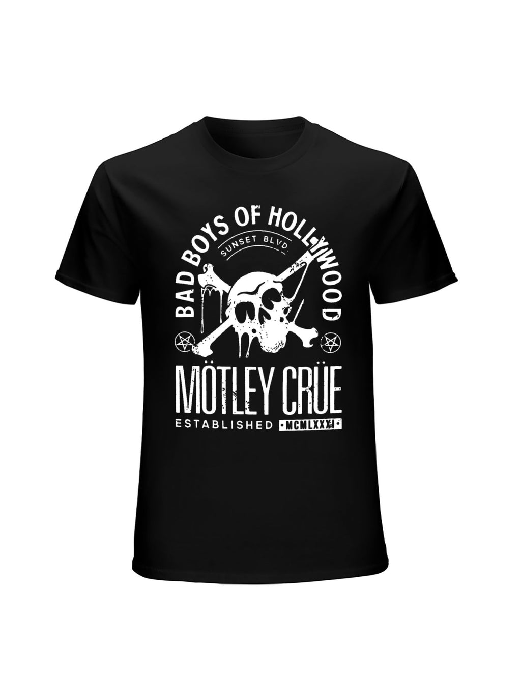 Mötley Crüe Bad Boys Of Hollywood Skull Graphic T-Shirt