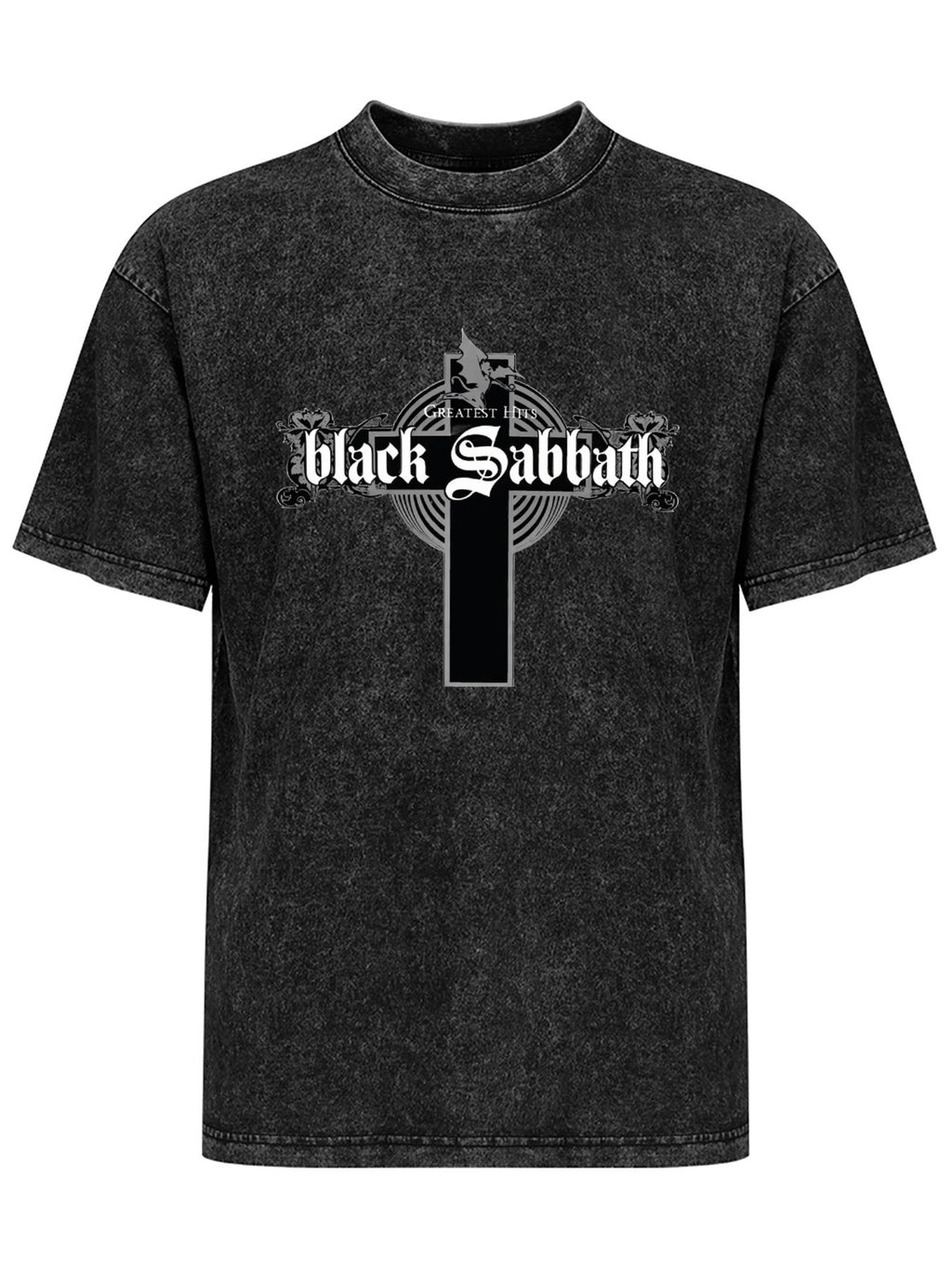 Vintage Washed Black Sabbath Greatest Hits Cross Graphic T-Shirt