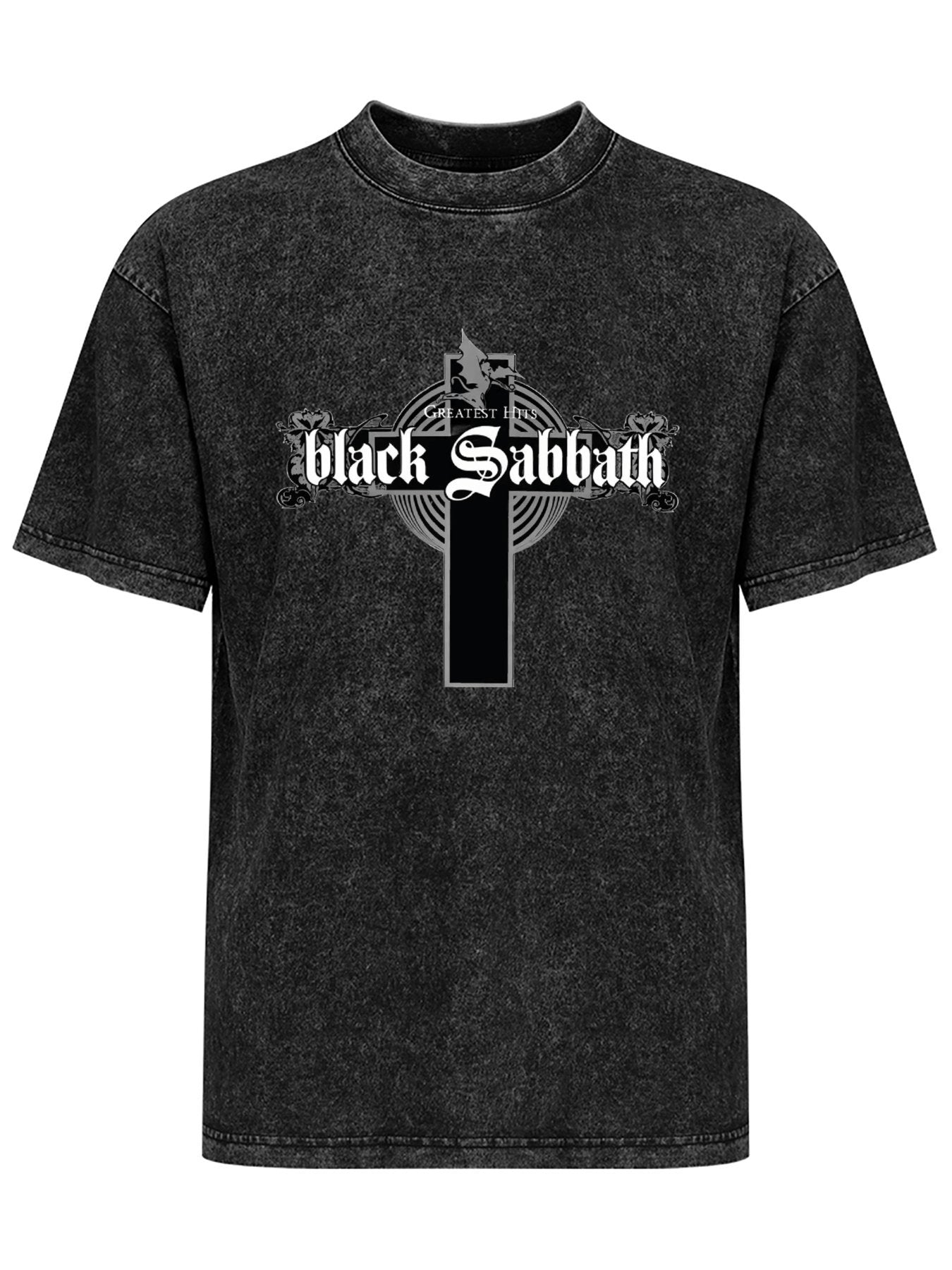 Vintage Washed Black Sabbath Greatest Hits Cross Graphic T-Shirt